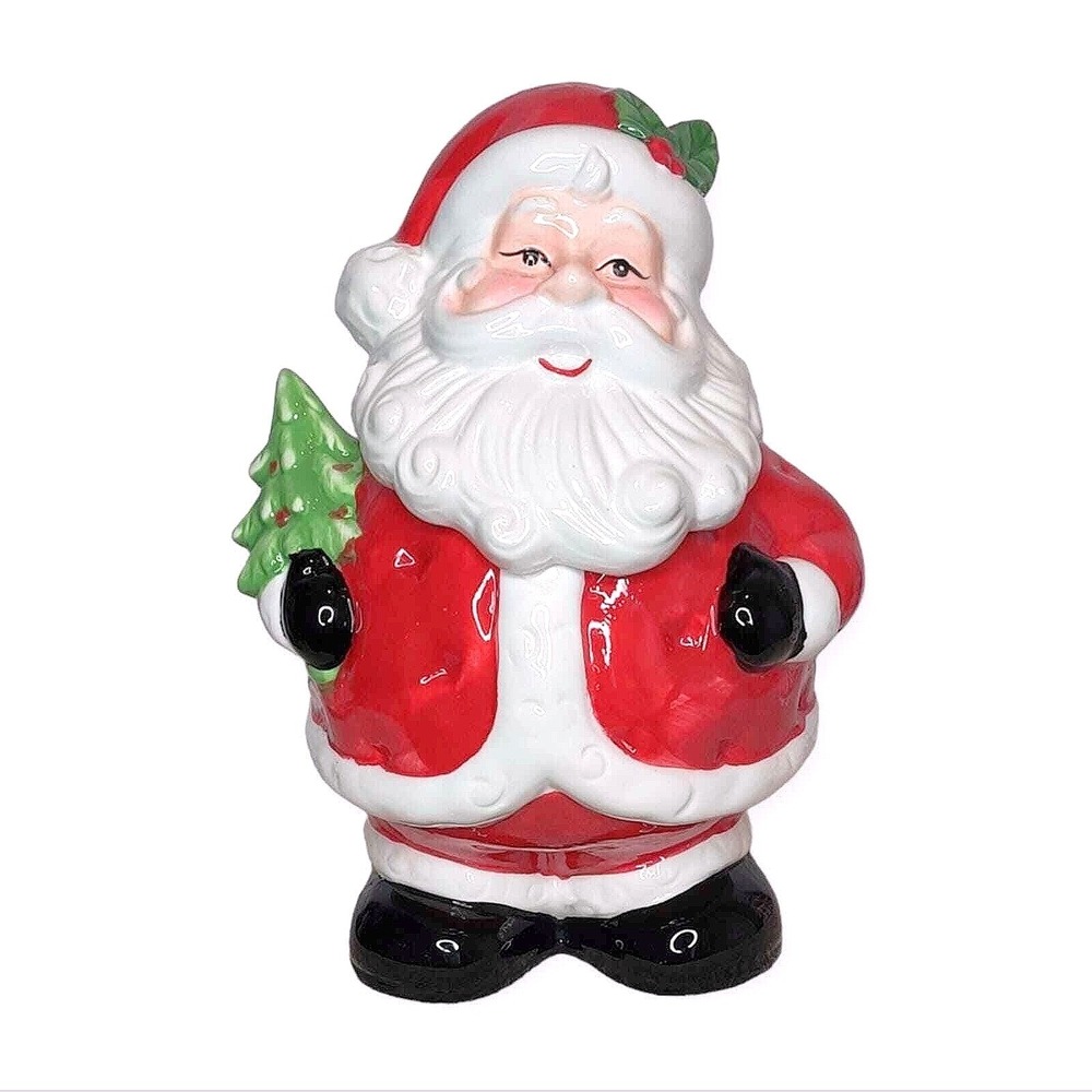 Vintage Style Ceramic Santa Claus Cookie‎ Jar Christmas Holiday Decor 10 inch